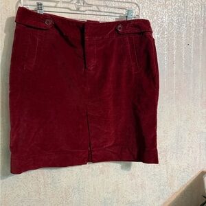 American Eagle Outfitters Burgundy Corduroy Skirt, Front Slit For Easy Sitting
